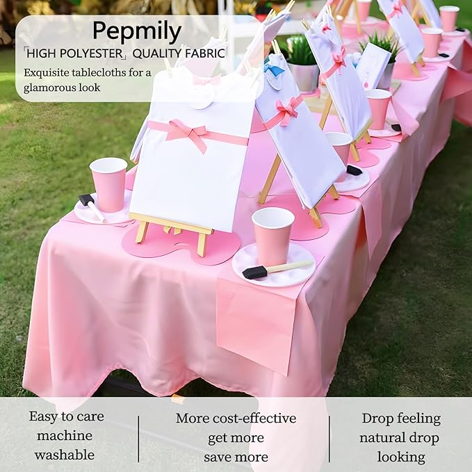 8 Pack Pink Valentine's Day Tablecloth 60x102 Inch Rectangle Table Cloth for 6 Foot Rectangle Tables, Wrinkle Resistant Washable Polyester Fabric Rectangular Cover for Dining Banquet Wedding Party