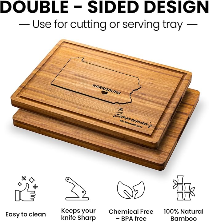 Wooden States Destination Cutting Board, Pennsylvania State Shaped Boards, USA Decoration for Home, Map Wall Decor