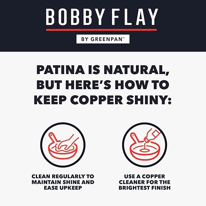 GreenPan x Bobby Flay 2QT Copper Clad Chef’s Pan with Lid, Induction Ready Sauce Pot, Measurement Markings, Stainless Steel Base & Interior, Oven Safe Saucepan to 500˚F
