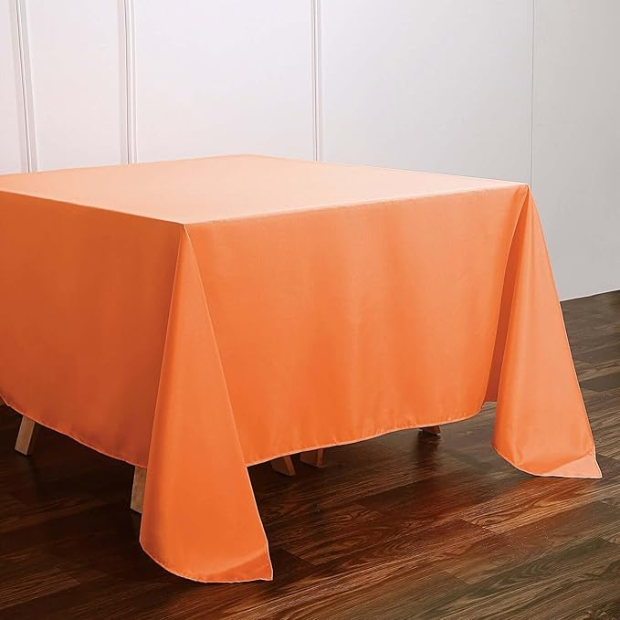 Efavormart 90" Square Polyester Table Overlay for Wedding Kitchen Dining Events - Orange