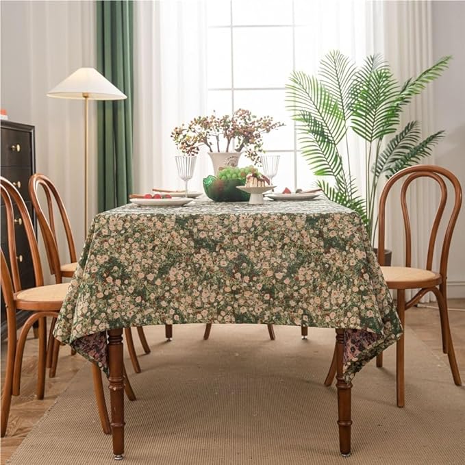 Rectangular Tablecloth Retro Tablecloth Hand-Painted Jacquard Flower Thickened Dining Table Coffee Table Cover Cloth Table Mat Tablecloth Suitable for Restaurant Camping(Style5,140 * 160cm)