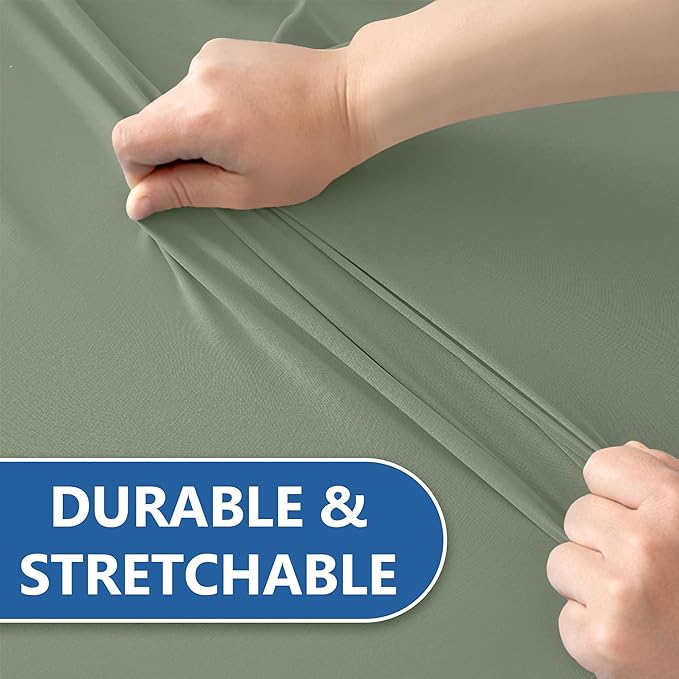 Fitted Table Cover for 4ft Rectangular Tables-8 Pack Sage Stretch Spandex Tablecloths-Elastic Folding Tablecloths for Party, Vendor Booth Display, Banquet Buffet Event, Craft Trade Show