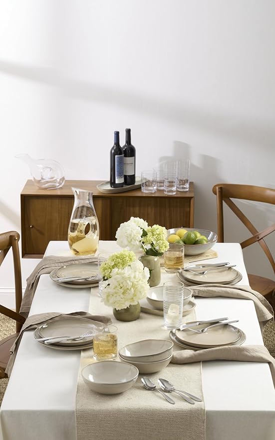 Oneida 899208 Organic Shades Oatmeal 18-Piece Dinnerware Set, Service For 6