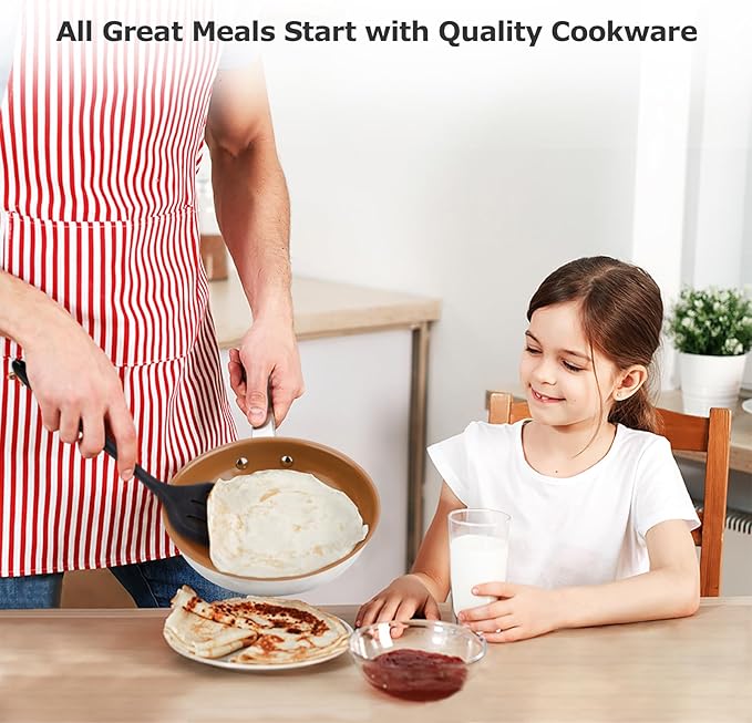 Duxtop Ceramic Nonstick Frying Pan 8" Stir Fry Pan Skillet with Stainless Steel Handle, PFAS Free, Dishwasher & Oven Safe, All Stovetops & Induction Compatible
