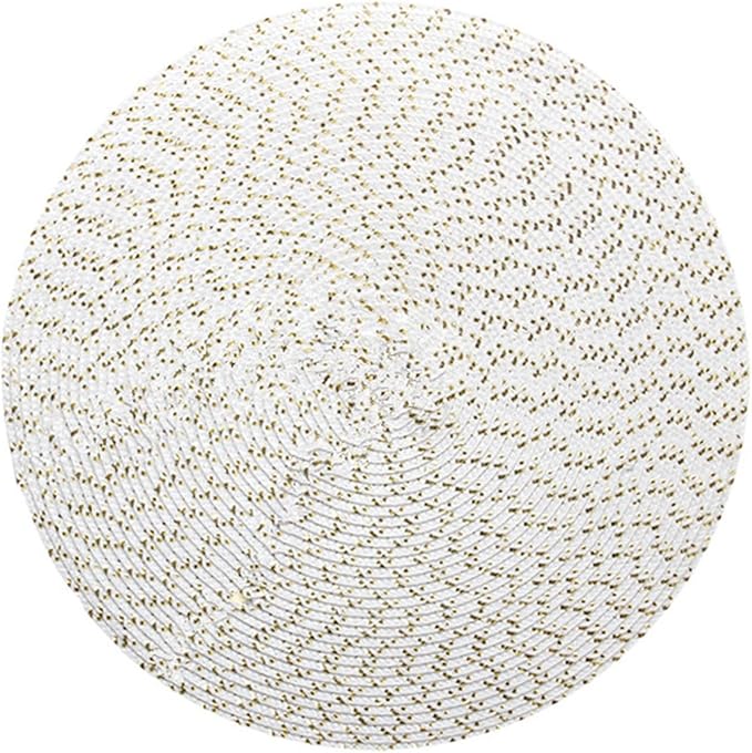 Anti Crease PU Leather Placemat Waterproof Heat- Wipeable Dining Table Mats for Home Kitchen(White,36cm)