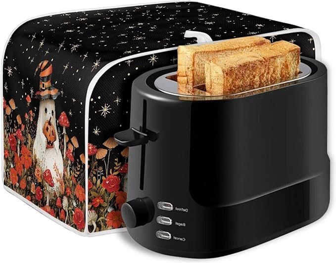 Doojoayie Cute Ghost Toaster Covers for Kitchen Halloween Decor Toaster Appliance 4 Slice Dust-proof Cover Small Appliance and Fingerprint Protection