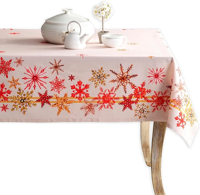 Maison d' Hermine Table Cloth Rectangle Table 100% Cotton 60 x 120 Inches Fall Tablecloth Reusable Everyday Use for Thanksgiving Christmas Decorations Dining Farmhouse Party (Crystal Star)