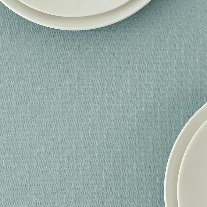 maxmill Rectangle Tablecloth Weaved Texture Design Water Resistant Wrinkle Free Spill-Proof, Soft Table Cloth for Dining Room Decoration, Banquet Parties Holiday Dinner, 52 x 84 Inch Dusty Blue