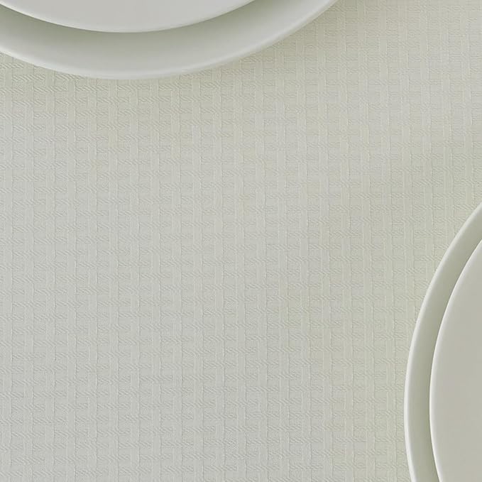 maxmill Weaved Texture Tablecloth Water Resistance Antiwrinkle Spillproof Soft Washable Table Cloth for Dining Room, Buffet Banquet Parties Holiday Dinner, Rectangular 60 x 108 Inch, Ivory