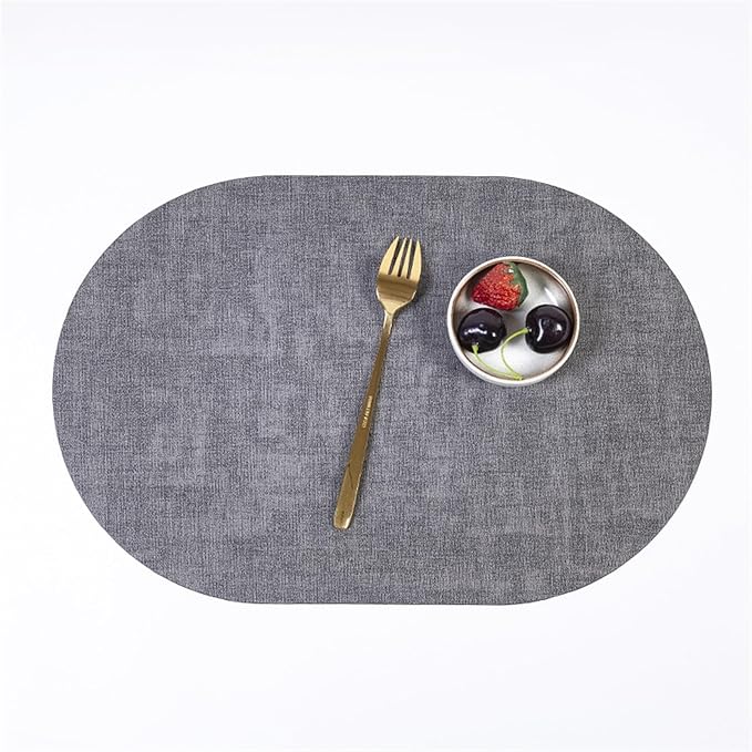 Placemats for Table Leather Western Table Mat Oil-Proof Hotel Home Dining Plate Mat Non-Slip Heat Insulation Pad(Dark)