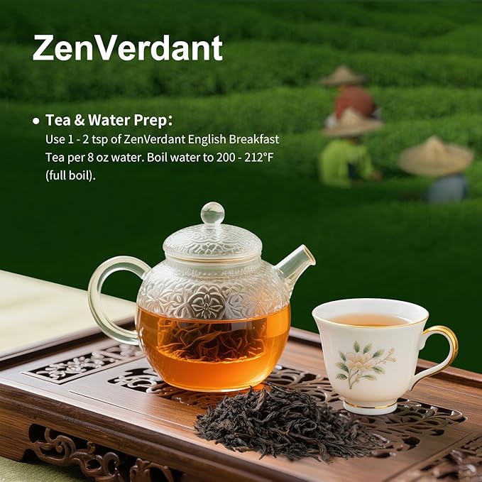 ZenVerdant Unique Breakfast Tea Blend - 3 Premium Wuyi Rock & Black Teas, Loose Leaf, Resealable Pouch | Floral Aroma, Caramel Sweet Aftertaste, Smooth Non-Bitter, 3+ Steeps