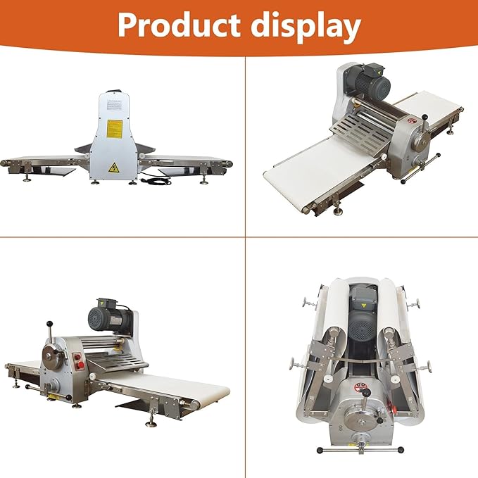 Commercial Dough Sheeter Machine, Electric 400mm Reversible Roller Dough Flattening Conveyor, Desktop Pastry Machine 1-32mm Adjustable Thickness for Bakeries, Pastries 110V