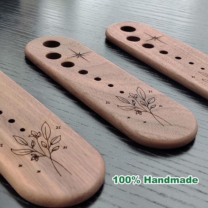 Black Walnut Herb Stripper Vegetable Leaf Herb Stripper Chopper Tool Handmade Wood Uncoated 7 Hole Sizes Durable & Elegant Kitchen Tool with Storage Case Ideal Gift for Cooks