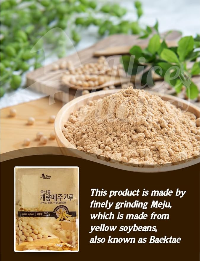 NICE WITCH'S Korean Traditional Fermented Soybeans Powder 500g / 1.1lb - 100% Korean Soybean Meju Powder/개량 메주 가루, 고추장