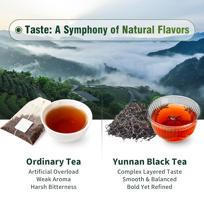 ZenVerdant Gourmet Yunnan Black Tea - Premium Loose Leaf Breakfast Tea, Fresh Harvest, Rich Malty Aroma, Resealable Airtight Bag