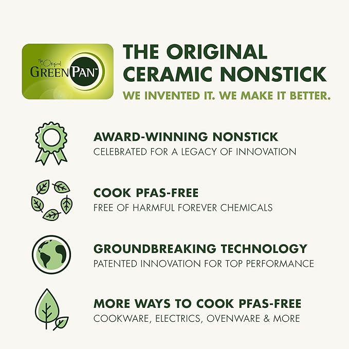 GreenPan Premiere Ovenware Healthy Ceramic Nonstick 16.5" Pizza Pan, PFAS-Free, Warp-Free Bakeware, Durable Quick Heating Baking Tray, Oven and Broiler Safe to 600F, Dishwasher Safe, Gray