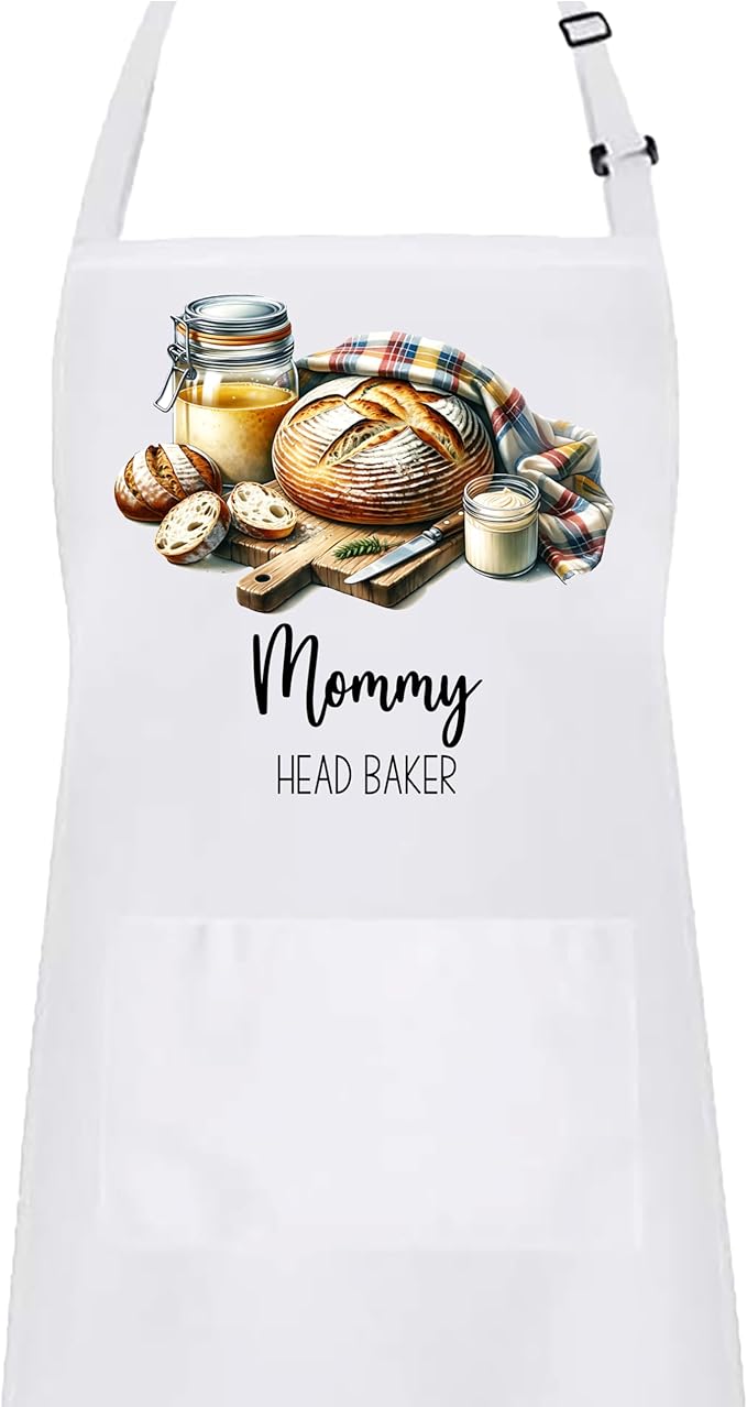 Personalized Sourdough Baking Kitchen Apron Set, Matching Mommy & Me Set, Adjustable, 2 pockets, Mother's Gift