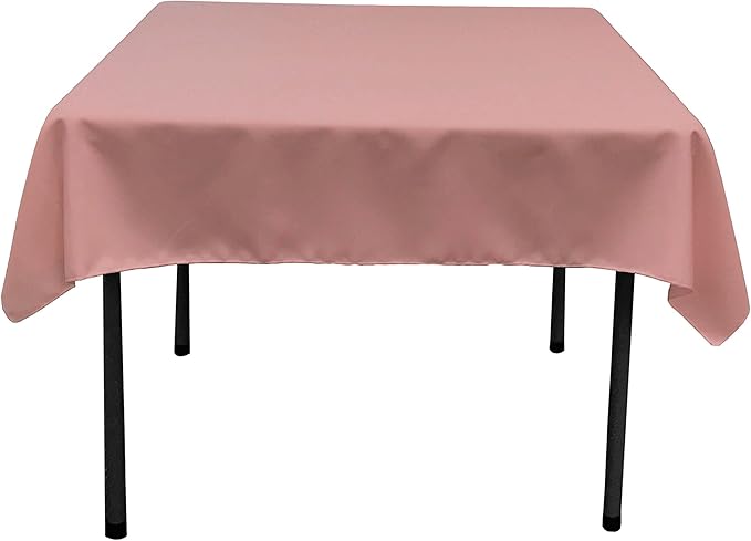 LA Linen Polyester Poplin Washable Square Tablecloth, Stain and Wrinkle Resistant Square Table Cover 52x52, Fabric Table Cloth Square for Dining, Kitchen, Party, Holiday 52 by 52-Inch, Dusty Rose