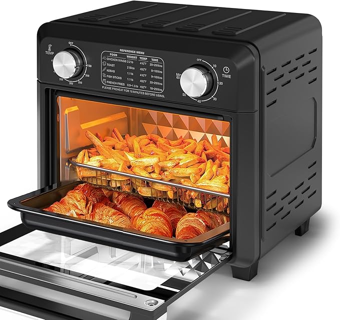 Air Fryer, 11QT,360° Hot Air Circulation for Healthy Oil-Free Cooking,Multifunctional Convection Toaster Oven Air Fryer Combo, Adjustable Temp & Time Control,