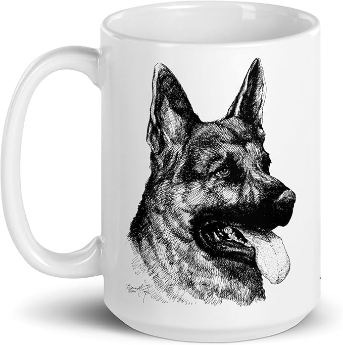 German Shepherd 15oz Ceramic White glossy mug 2