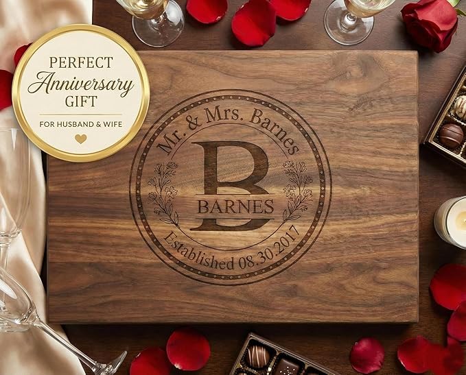 Personalized Engagement Gifts or Wedding Gifts for Couples - Custom Cutting Board Gifts for Anniversary, Unique Holiday Gift, Familiy Gift, Premium Handmade Wood Gift, or Newlywed Gift
