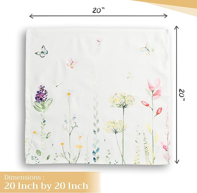 Maison d' Hermine Cloth Napkins Set of 4 100% Cotton Everyday Reusable Square Napkins Cloth Washable Dinner Wedding Restaurant Valentines Day Decorations Spring/Summer (Botanical Fresh, 20" x 20")