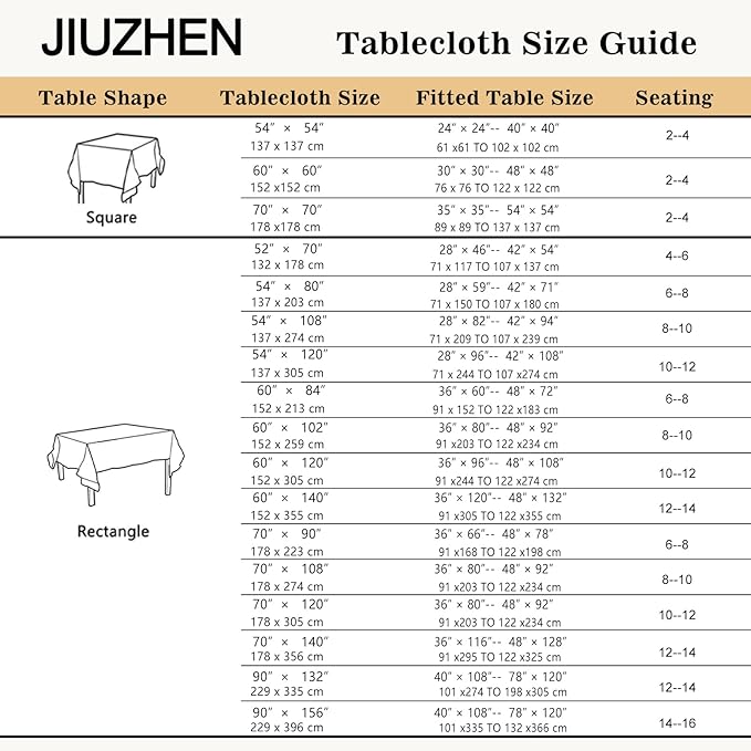 JIUZHEN Rectangle Table Cloth Faux Linen Farmhouse Tablecloth Wrinkle and Stain Resistant Decorative Fabric Table Cover for Kitchen, Dining Room, Parties and Camping, Beige, 60 x 102 Inch