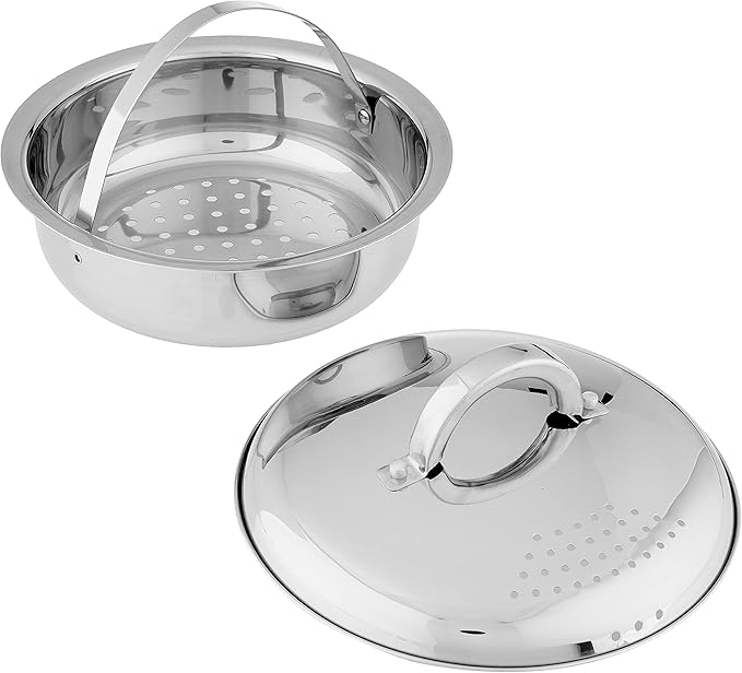 Oster Sangerfield 5-Quart Stainless Steel Pasta Pot with Steamer and Strainer Lid – Durable Kitchen Cookware for Boiling and Steaming