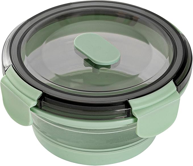 Restaurantware-Fresh Hero 13.6 Ounce Storage Containers, 1 Durable Airtight Food Containers - Microwavable, Freezable, Green Plastic, Collapsible, Dishwashable, With Vented Lids