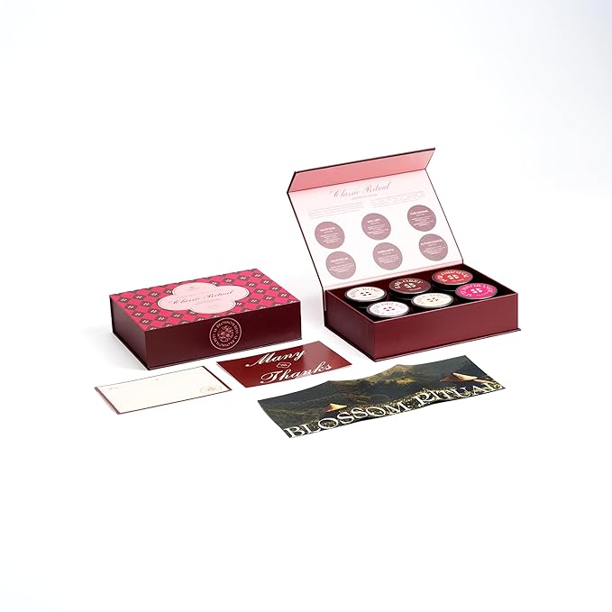 BLOSSOM RITUAL Classic Ritual Black Tea Gift Set – 6 Loose‑Leaf Artisan Tins – Earl Grey, Crimson Rose, Autumn Orange & More – Elegant Tea Sampler – 4.2oz