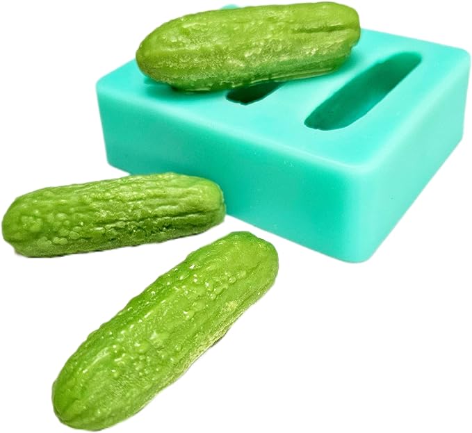 Natucraft Silicone Pickle Molds, 3 Cavity & 9 Slice, Small Cucumber Molds, Realistic, Flexible, Oven-Safe Up to 395F, Handmade in Canada, Turquoise Blue