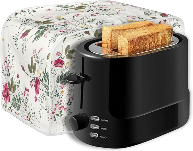 Doojoayie Simple Flower 4 Slice Toaster Cover Small Appliance Cover Dustproof Toaster Machine Protection for Most Standard Toasters