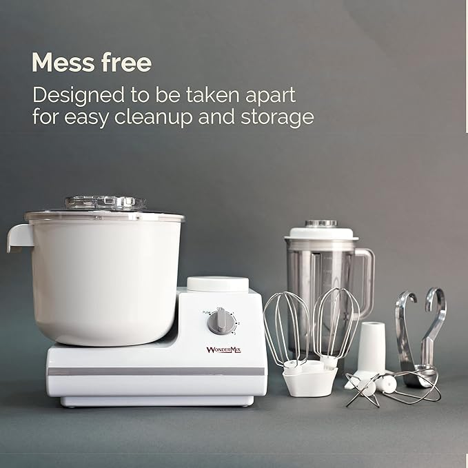 WONDERMILL -Complete Bread Dough Mixer Machine with Dough Hook -Bread Kneader and Dough Maker - Dough Kneading Machine Mixers Kitchen Electric Stand Mixer -Upgraded Wondermix Revolution Kitchen Mixer