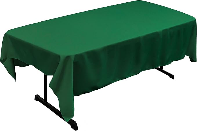 LA Linen Polyester Poplin Washable Rectangular Tablecloth, Stain and Wrinkle Resistant Table Cover 60x84, Fabric Table Cloth for Dinning, Kitchen, Party, Holiday 60 by 84-Inch, Emerald Green