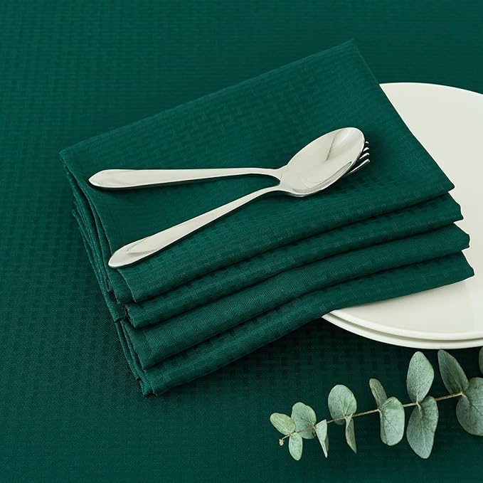 maxmill Jacquard Cloth Napkins 20 x 20 Inch Weaved Texture Pattern Soft Comfortable and Luxury Serviette for Christmas Family Dinners Parties and Banquets Set of 4 Pieces, Hunter Green
