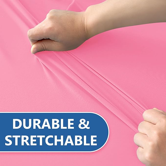 Table Cover for 6 Foot Rectangle Tables-8 Pack Pink Fitted Stretch Tablecloth-Elastic Spandex Tablecloths for Party, Wedding, Vendor Booth Display, Banquet Buffet Event, Craft Trade Show