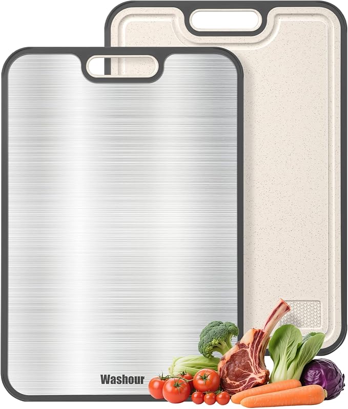 Titanium Cutting Boards for Kitchen, Non Toxic 2-in-1 Cutting Board Double Sided, Chopping Boards for Fresh Meat Vegetable, Easy to Clean Large Size 18”×12”