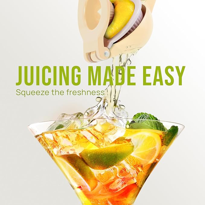 Zulay Kitchen Metal 2-in-1 Lemon Squeezer - Sturdy Max Extraction Hand Juicer Lemon Squeezer Gets Every Last Drop - Easy to Clean Manual Citrus Juicer Easy-Use Lemon Juicer Squeezer - Cream/Lavender