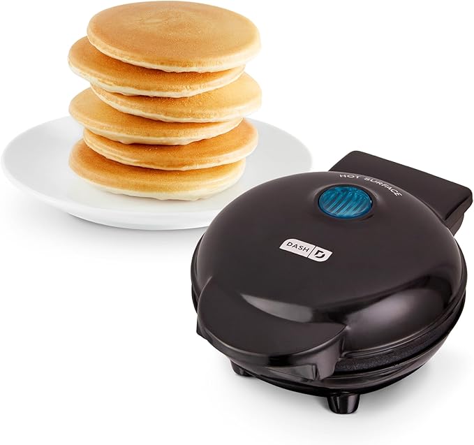 Dash Mini Maker Griddle - Compact Griddle for Creative Homemade Treats - PTFE nonstick surface, Quick Heat-Up System & Space-Saving Design - Black