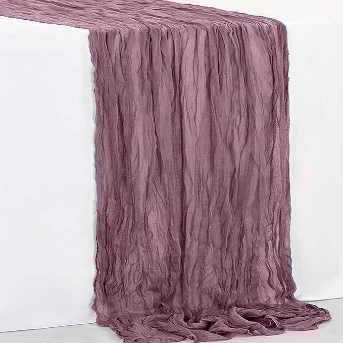 10 Pack Dusty Purple Cheesecloth Table Runner 35x120 Inch 10Ft Rustic Gauze Cheese Cloth Table Runner Sheer Cheesecloth Table Runners for Wedding Party Bridal Shower Decoration