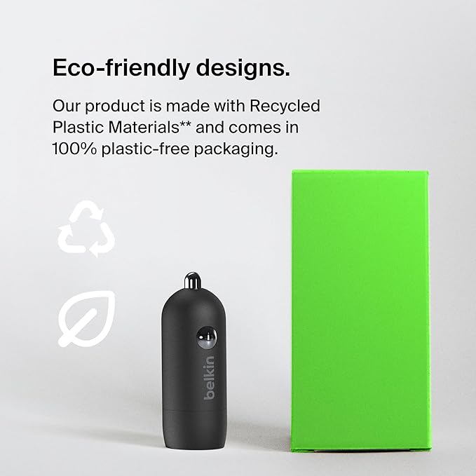 Belkin Boost↑Charge™ 30W USB-C Compact Fast Car Charger w/USB-C Cable Included, for iPhone 16, 16 Pro, iPhone 15, Galaxy S25, S24, Pixel 9 & 8, Note, Nintendo Switch 2 & More - Black