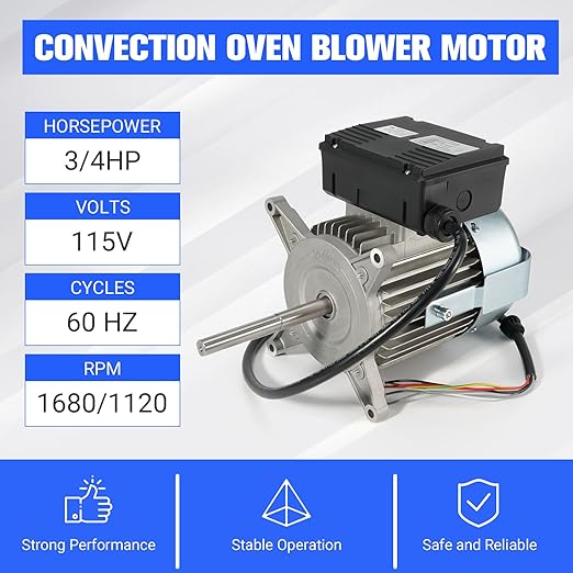 56966 Convection Oven Blower Motor 3/4Hp AC500 115V 1680/1120RPM Compatible with Blodgett BDO-100-G-ES DFG-100-ES DFG-200-ES Zephaire-100-G-ES Single Phase Motor