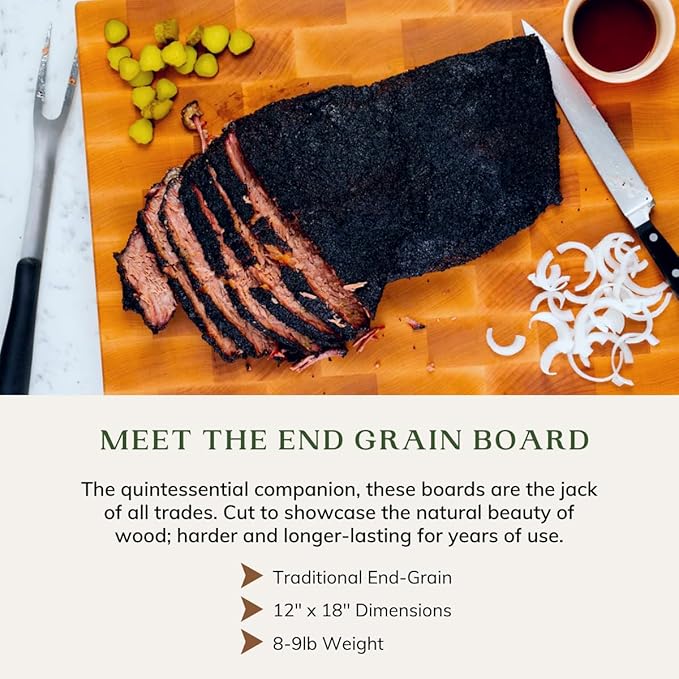 The Boardsmith Maple End Grain Cutting Board - Premium, Hand Crafted End Grain Wood Cutting Board for Kitchen - Butcher Block - Handmade Cutting Board (Medium)