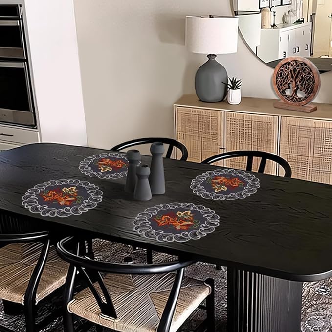 Decozen Set of 12 Doilies for Table, Lace Doilies - Rustic, Crochet, Farmhouse, Kitchen, Dining Table Centerpiece Decor - Round Christmas Placemats - 15 inch Charcoal Gray, Charcoal Fleur Collection