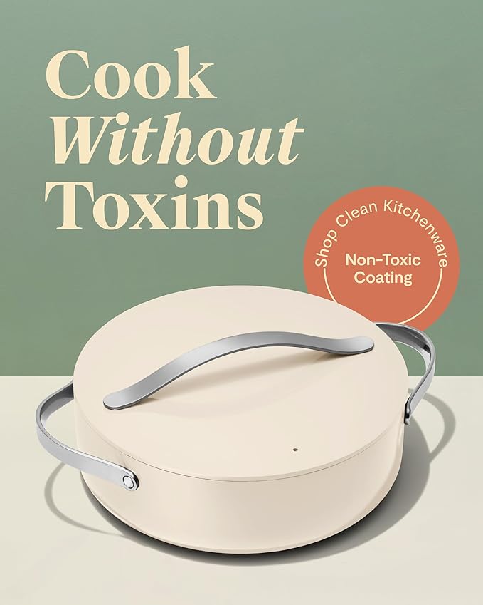 Caraway Rondeau - 6 Qt Non-Stick Pan with Lid - Free From Forever Chemicals - Perfect for Searing, Braising, & Roasting - Sage
