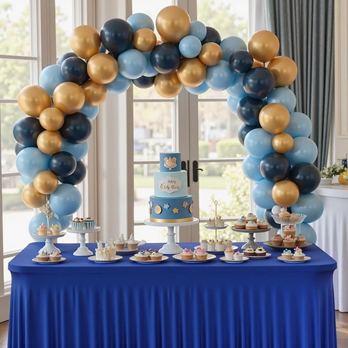 Royal Blue Spandex Tablecloths 6FT Rectangular Fitted Table Covers, Stretch Tablecloths for 6 Foot Tables Wrinkle Free Elastic Table Skirt for Graduation Party Wedding Banquet Buffet Events