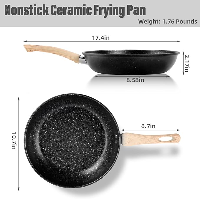 Non Stick Frying Pans, Pancake Pan with Heat-resistant Handle, Skillets Suitable for Omelets, Frying and Stir-frying (1, 10 inch)