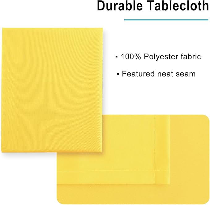 Hiasan Waterproof Tablecloth Rectangle - Washable Fabric Table Cloth for Dining Room Kitchen Birthday Party and Outdoor Use, Yellow, 30 x 60 Inch