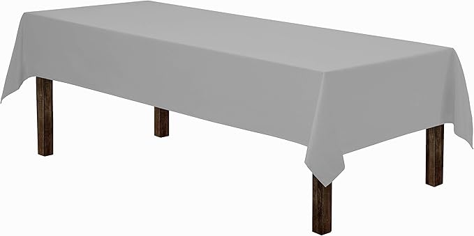 Gee Di Moda Rectangle Tablecloth - 60 x 102 Inch Silver Table Cloth for 6 Foot Rectangle Tables - Heavy Duty Washable Fabric - for Holiday Party, Dinner, Weddings, Baby Shower & Events