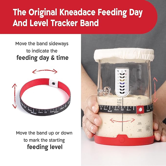 KNEADACE Pro Sourdough Bread Starter Kit - 34 oz Large Capacity Sourdough Starter Jar with 5 unique features for the perfect sour dough bread & sourdough starter kit - sourdough supplies (KA06)